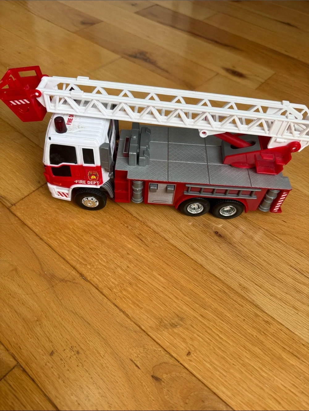 Fire Dept Red and White Ladder Fire Truck Toy - Kids Toy